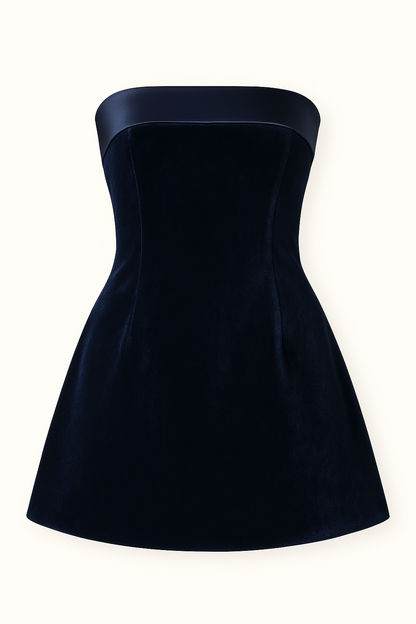 Slash-neck Mini Vestido - Verão